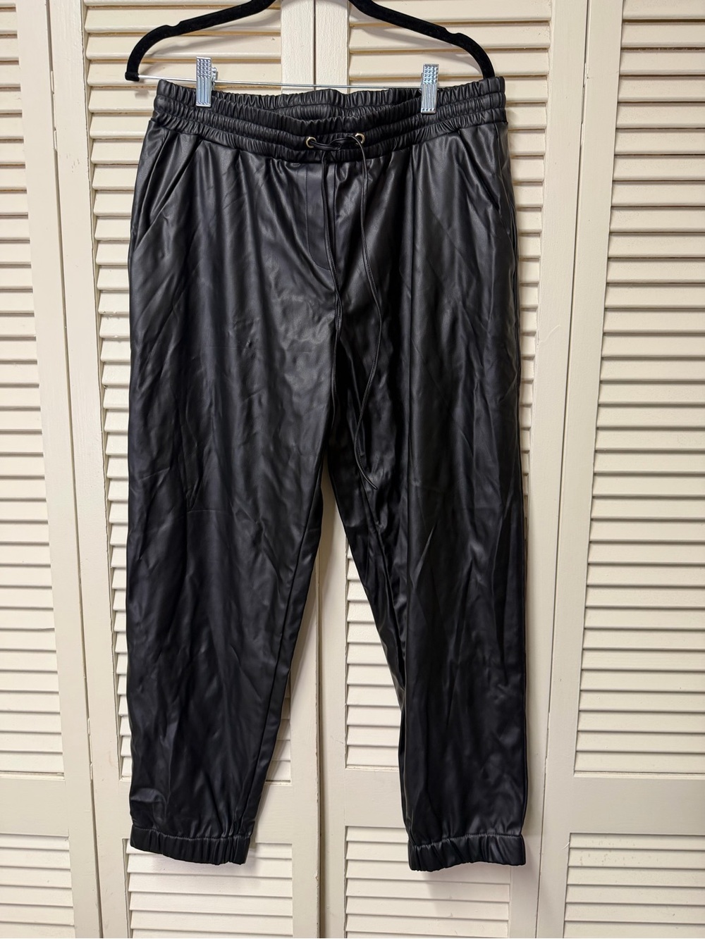NWOT LOFT Black Faux Leather Joggers